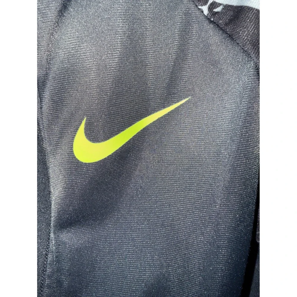 Nike Kids Gray Black Neon Green Graphic Full Zip Track Jacket Size 6 M 5-6YRS